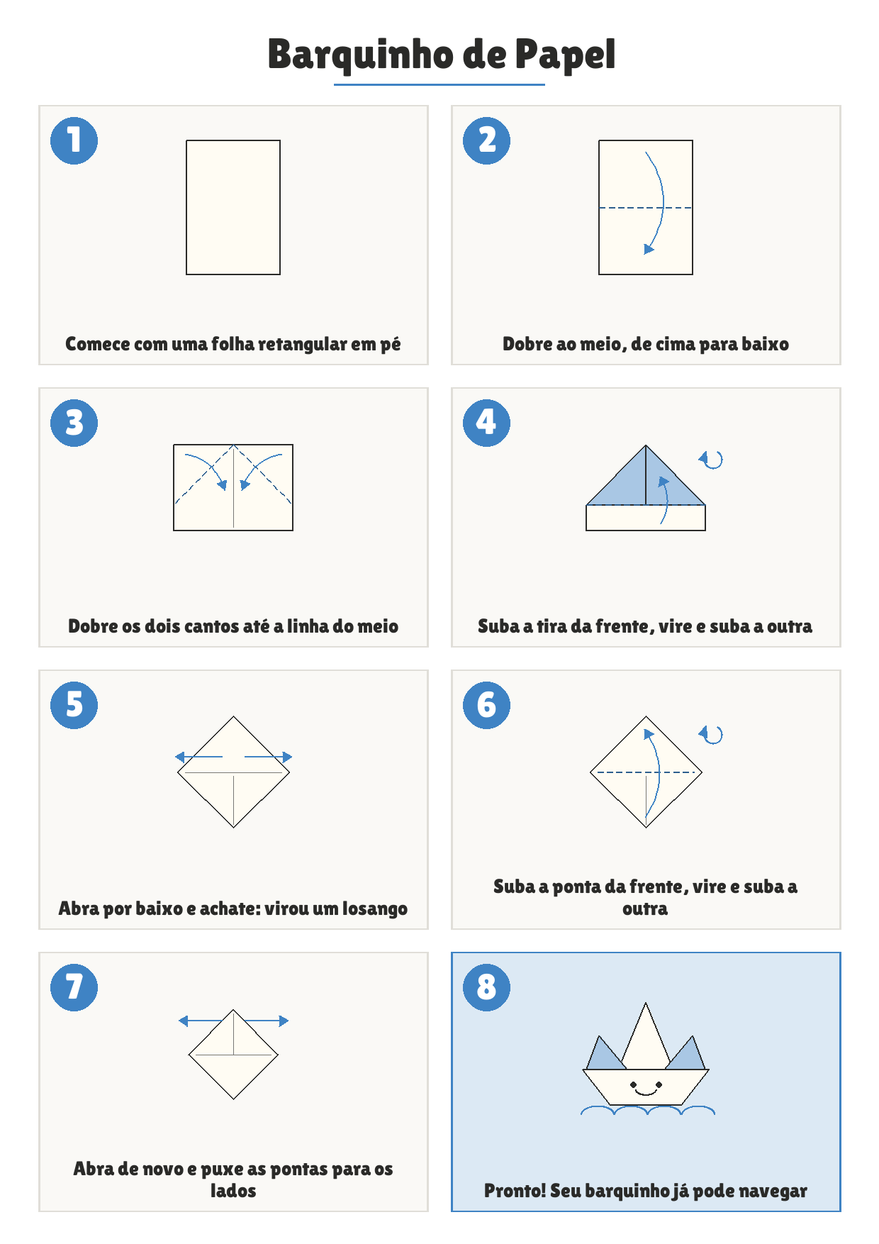 Como dobrar: Barquinho de Papel