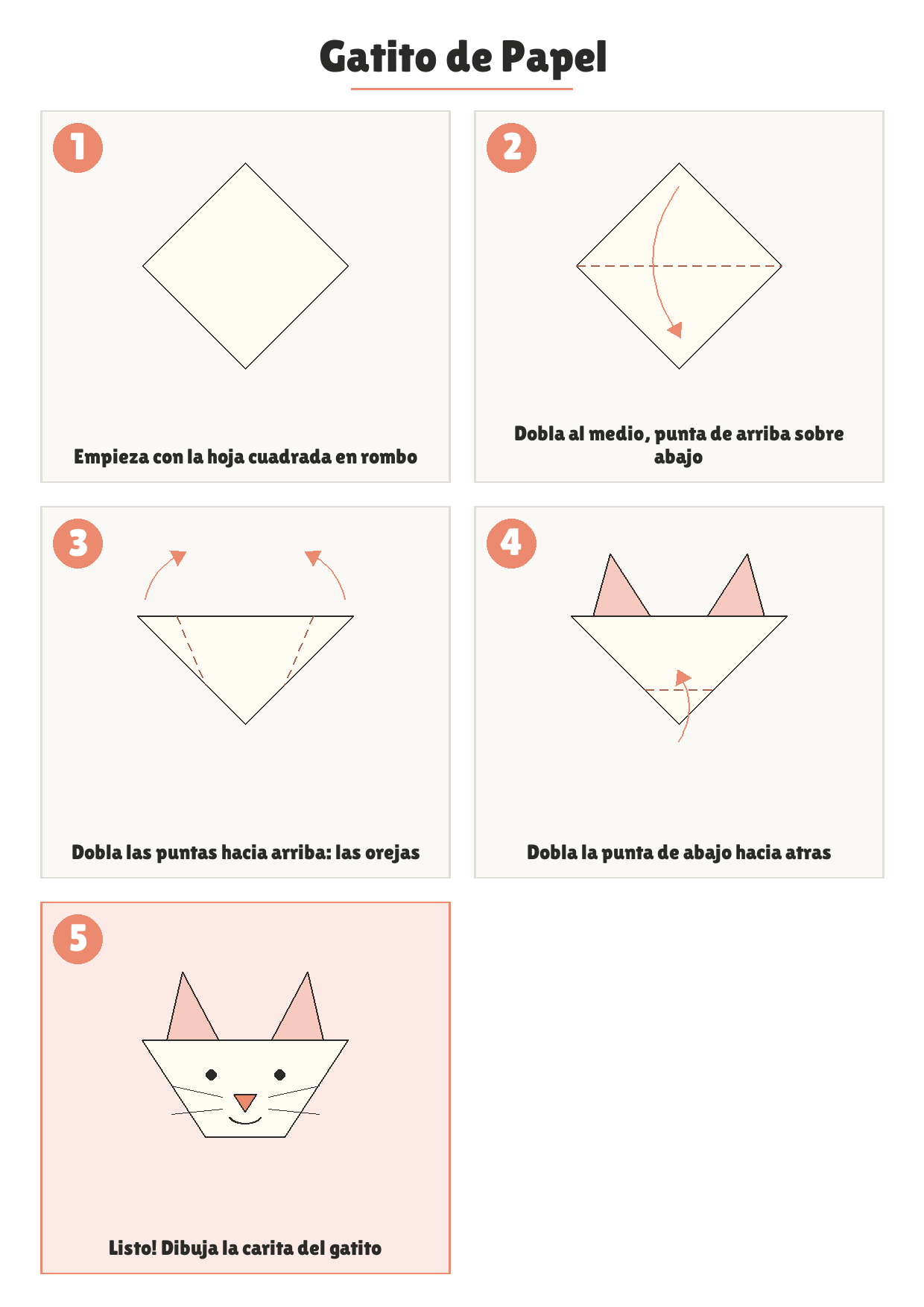 Cómo doblar: Gatito de Papel