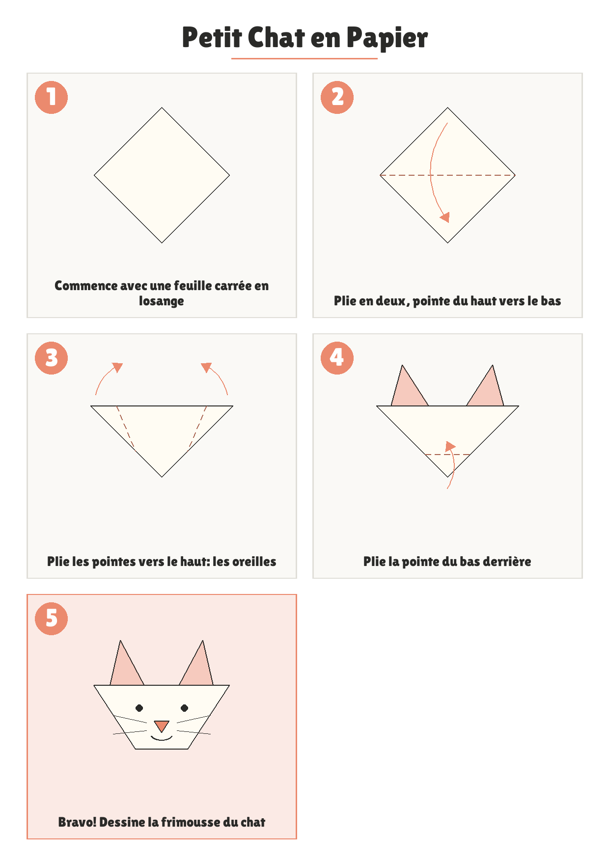 Comment plier : Petit Chat en Papier