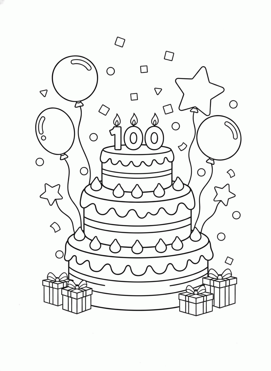 Bolo de aniversário de 100 anos