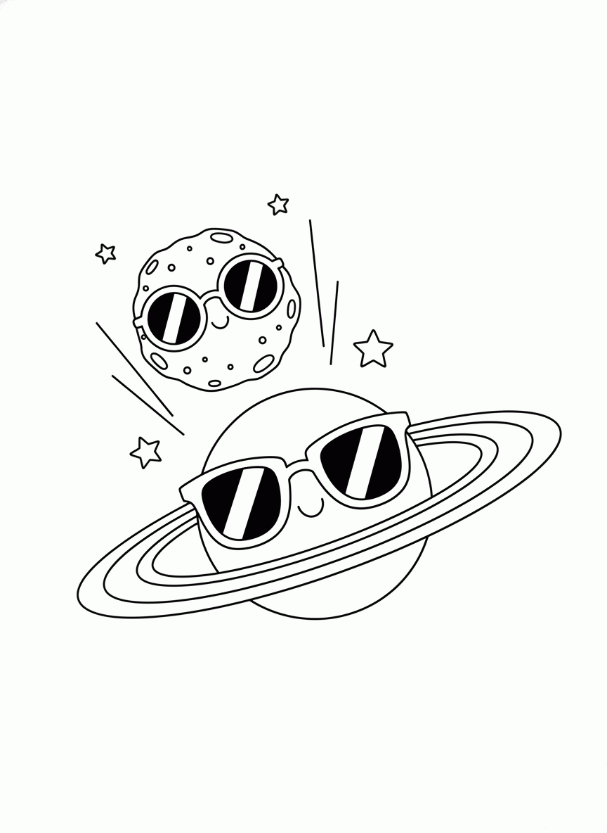 um asteroide caindo em saturno com oculos de sol
