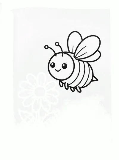 Desenho de Abelha na Flor para colorir