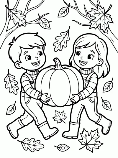 Desenho de Carregando a Abóbora Gigante para colorir