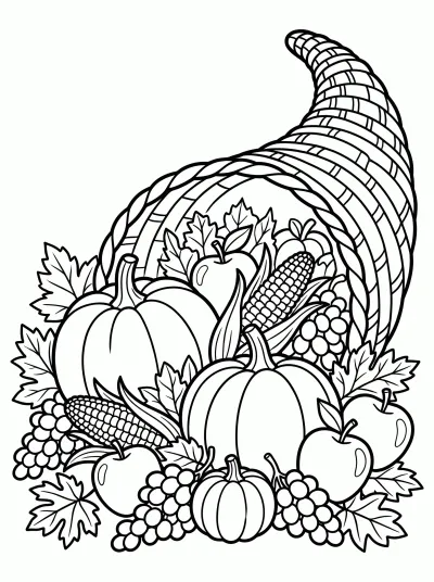 Desenho de Cesta da Colheita para colorir