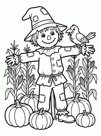 Desenho de Espantalho da Colheita para colorir