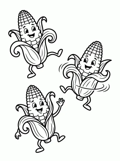 Desenho de Milhos Dançantes para colorir