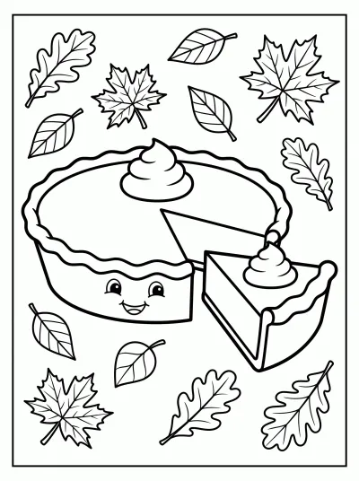 Desenho de Torta de Abóbora Sorridente para colorir