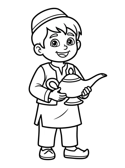 Desenho de Menino e a Lâmpada para colorir