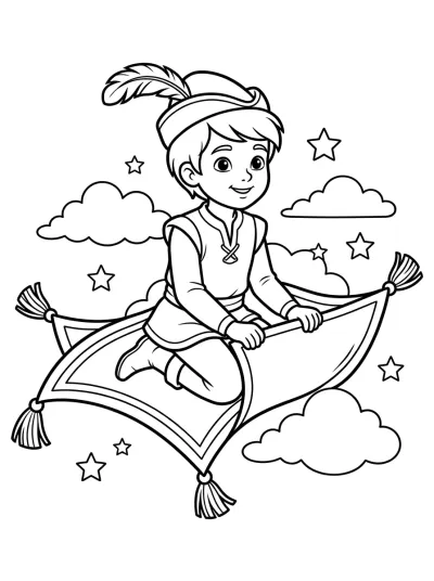 Desenho de Tapete Voador para colorir
