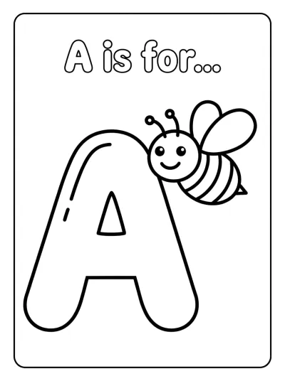 Desenho de Letra A de Abelha para colorir