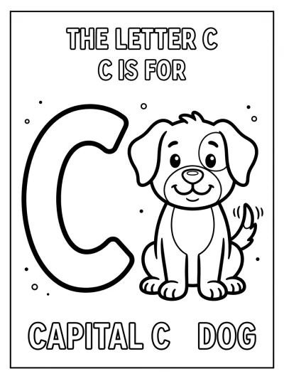 Desenho de Letra C de Cachorro para colorir
