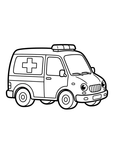 Desenho de Ambulância com Cruz para colorir