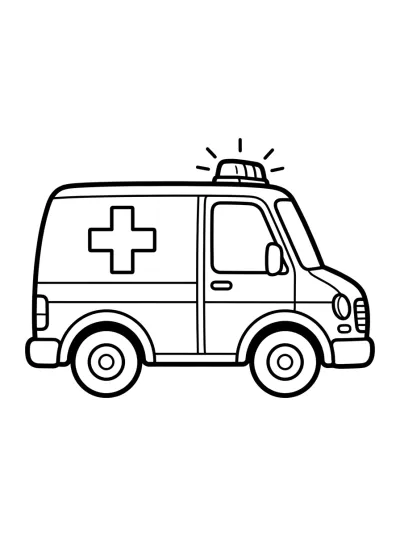Desenho de Ambulância com Sirene para colorir