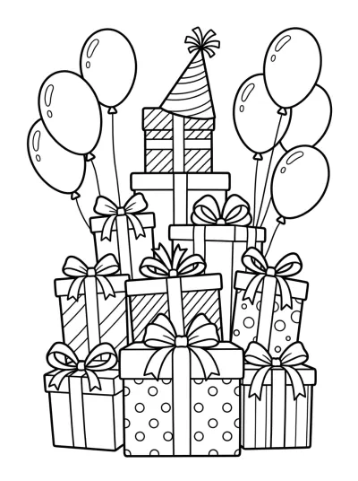 Desenho de Presentes de Aniversário para colorir