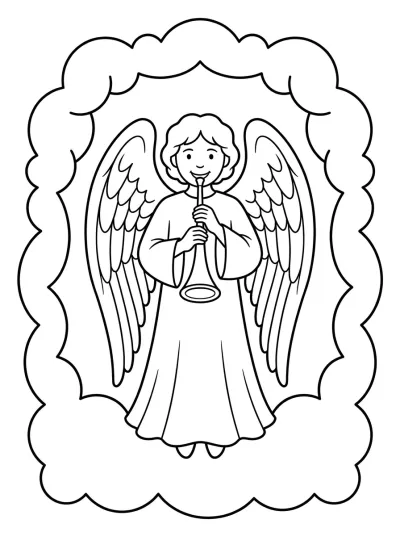 Desenho de Anjo com Trombeta para colorir