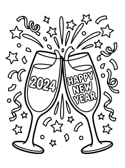 Desenho de Brinde de Ano Novo para colorir