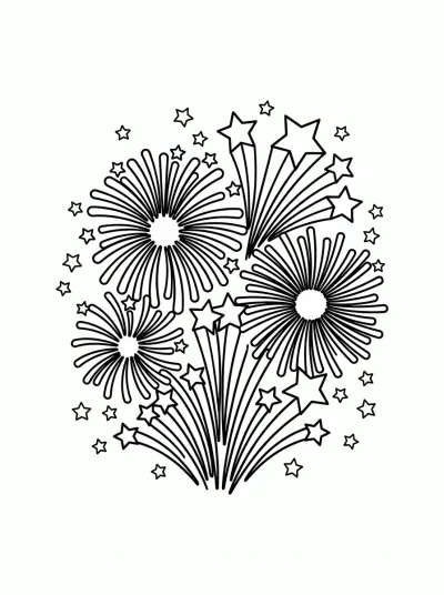 Desenho de Fogos de Ano Novo para colorir