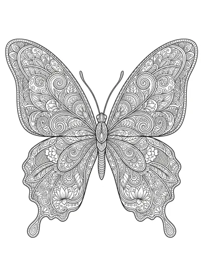 Desenho de Borboleta Zentangle para colorir