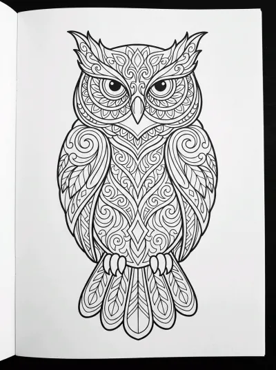 Desenho de Coruja Antiestresse para colorir