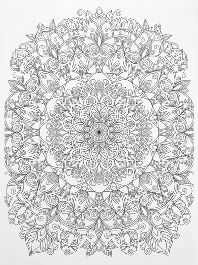 Desenho de Mandala Floral Antiestresse para colorir