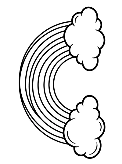 Desenho de Arco-íris com Nuvens para colorir