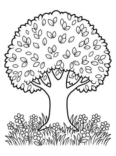 Desenho de Árvore Frondosa para colorir