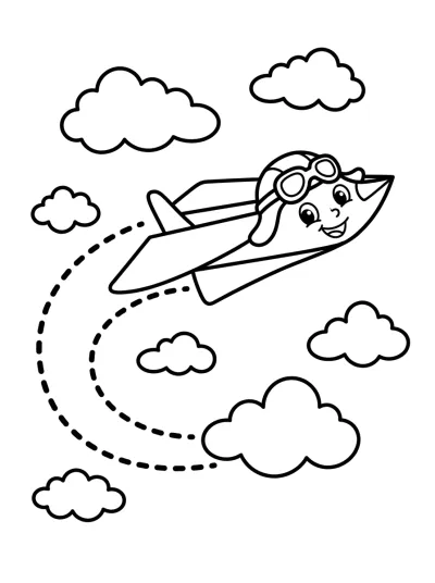 Desenho de Avião de Papel para colorir