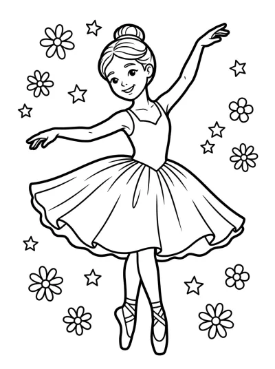 Desenho de Bailarina Dançando para colorir