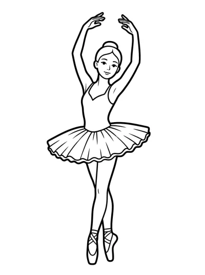 Desenho de Bailarina na Ponta para colorir