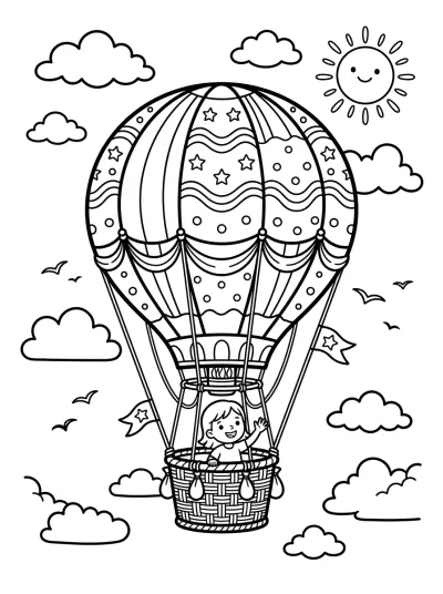 Desenho de Balão de Ar Quente para colorir