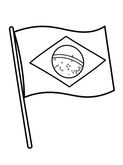 Desenho de Bandeira do Brasil para colorir