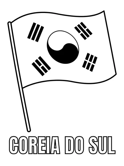 Bandeira Coreia do Sul para colorir