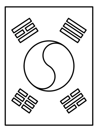 Desenho de Bandeira da Coreia do Sul (Flat) para colorir