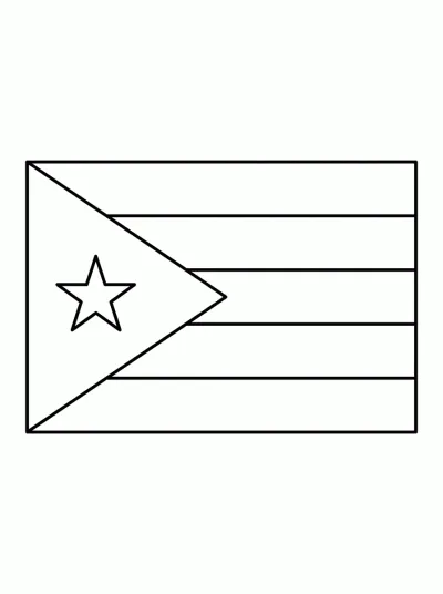 Desenho de Bandeira de Cuba (Flat) para colorir