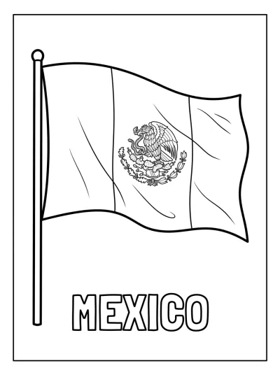 Bandeira México para colorir