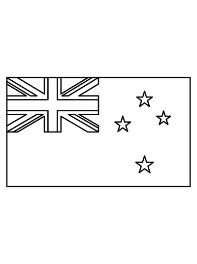 Desenho de Bandeira da Nova Zelandia (Flat) para colorir