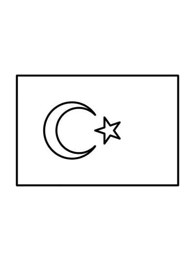 Desenho de Bandeira da Turquia (Flat) para colorir