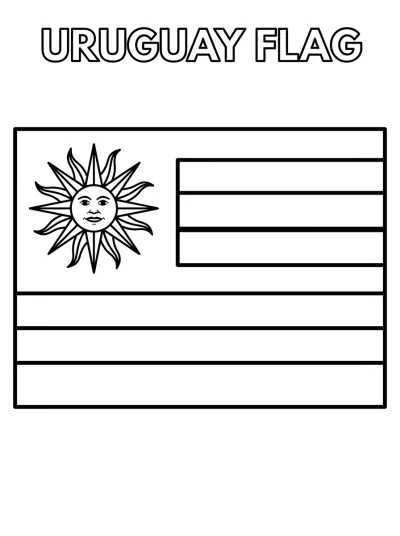 Desenho de Bandeira do Uruguai (Flat) para colorir