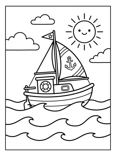 Desenho de Veleiro no Mar para colorir