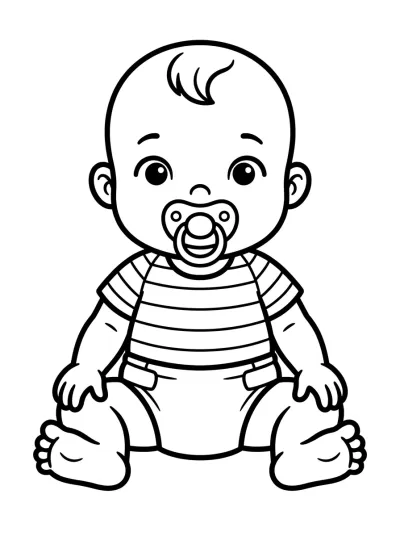 Desenho de Bebê com Chupeta para colorir