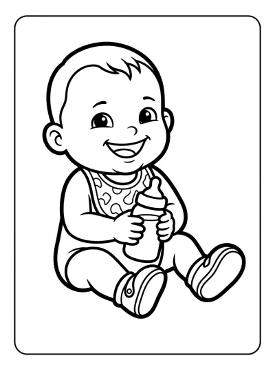 Desenho de Bebê com Mamadeira para colorir