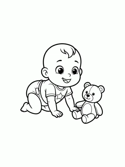 Desenho de Bebê Engatinhando para colorir