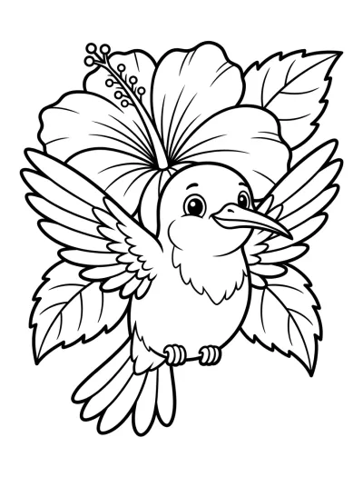 Desenho de Beija-flor Voando para colorir