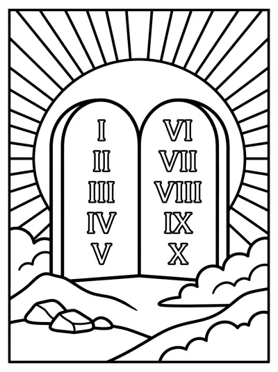 Desenho de Tábuas dos Dez Mandamentos para colorir