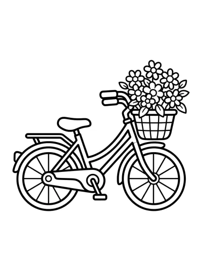 Desenho de Bicicleta com Cesta para colorir