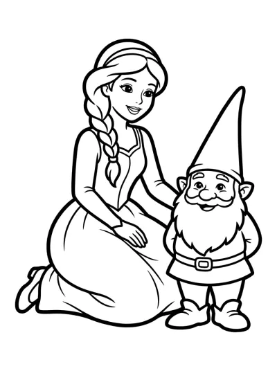 Desenho de Princesa e o Anãozinho para colorir