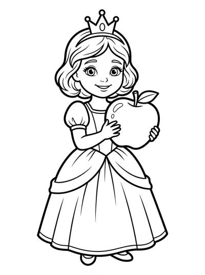Desenho de Princesa com a Maçã para colorir