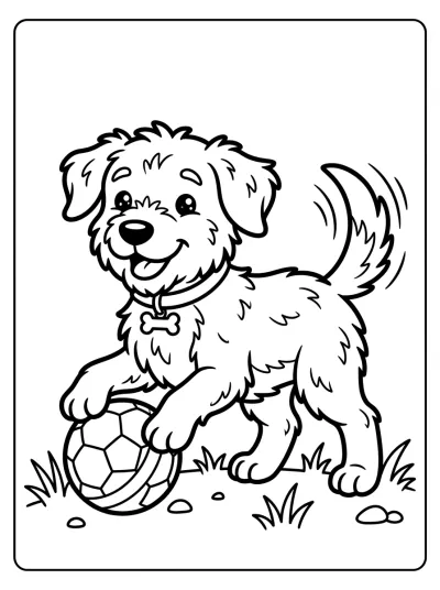 Desenho de Cachorro com Bola para colorir