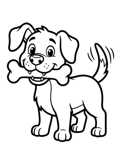 Desenho de Cachorro com Osso para colorir