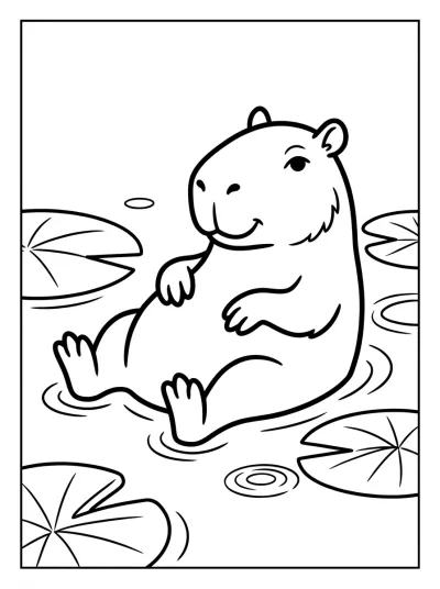 Desenho de Capivara na Água para colorir